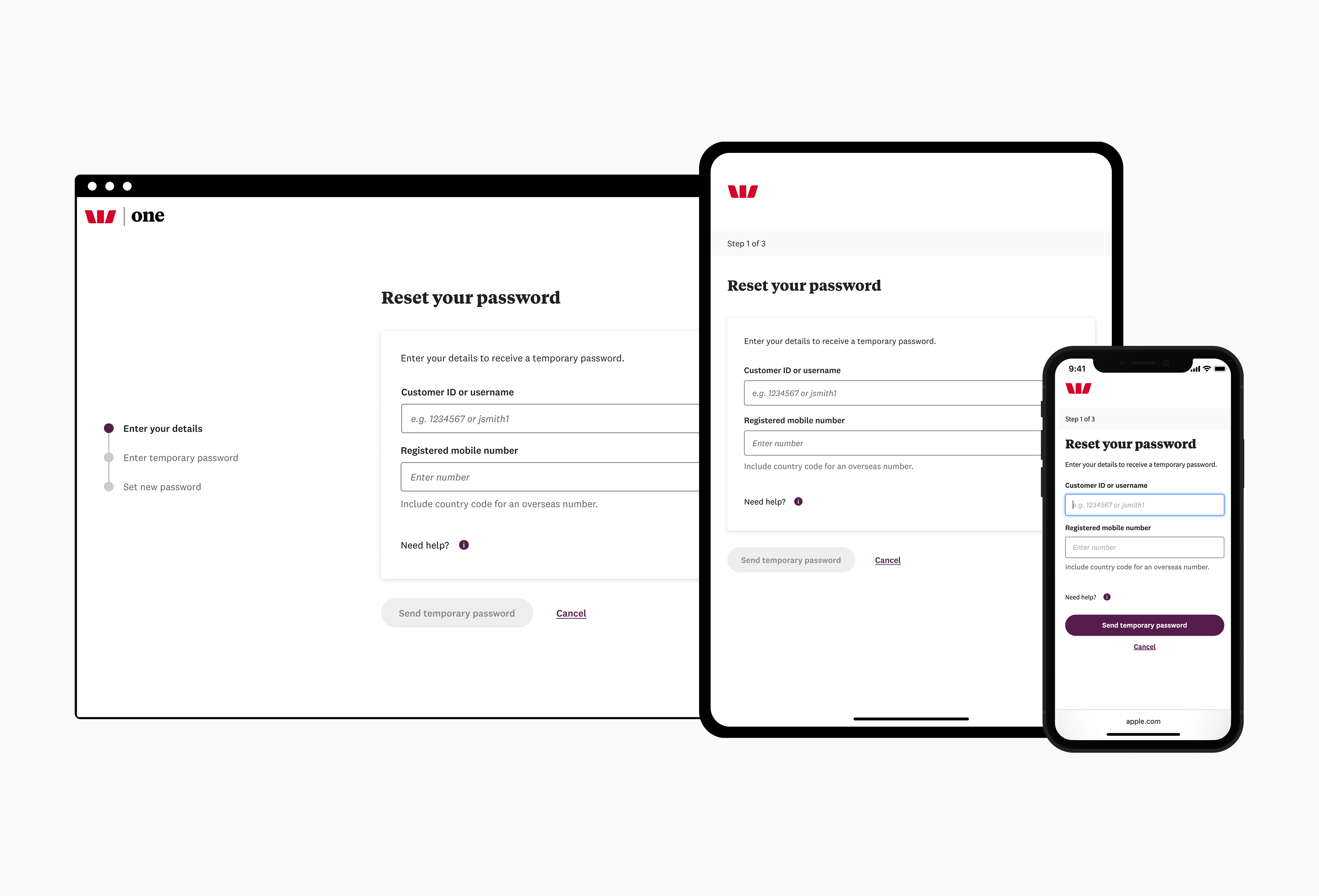 Password reset design